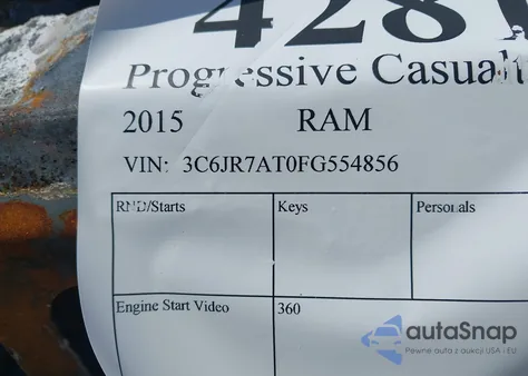 2015 Ram 1500 Express from USA, damaged, VIN 3C6JR7AT0FG554856
